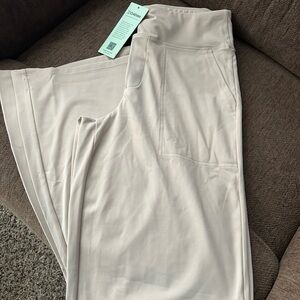 Beige High-Waisted Pants with Pockets